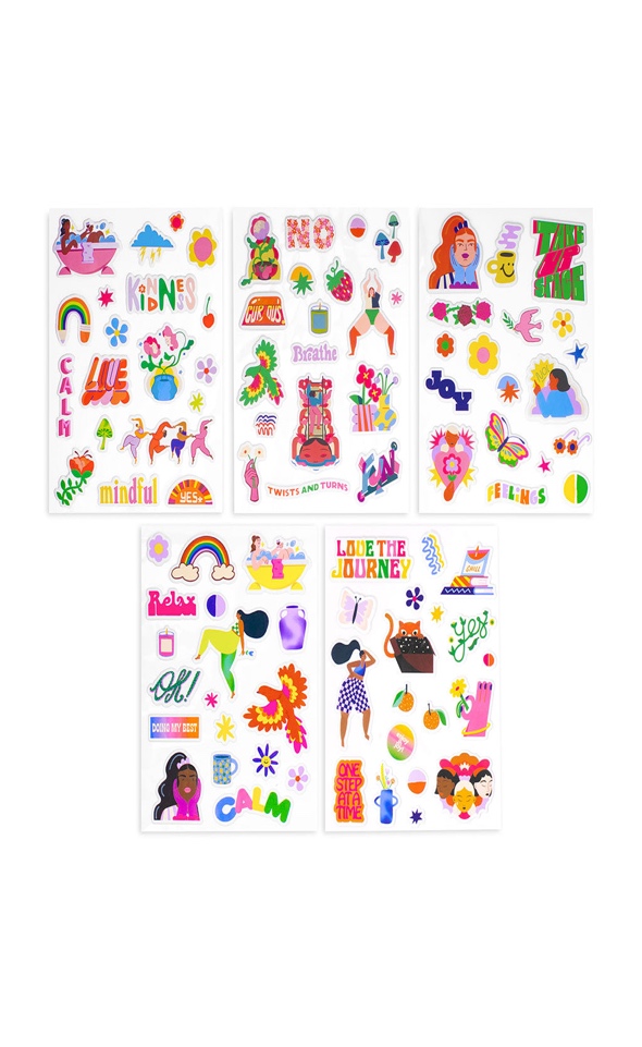 A group of stickers with different designs

Description automatically generated